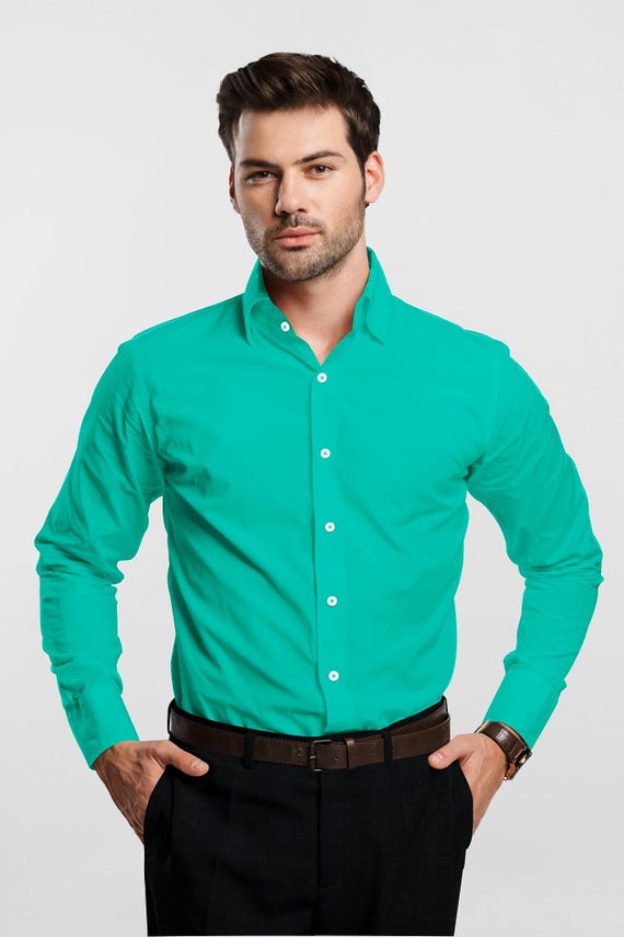 turquoise dress shirt Black n Bianco Boys' Signature Sateen Long Sleeve in %20The%20buttons%20feature%20silver%20trims%20on%20side%20adding%20an%20extra%20layer%20of%20style%20and%20personality Shop Men - Turquoise Sport