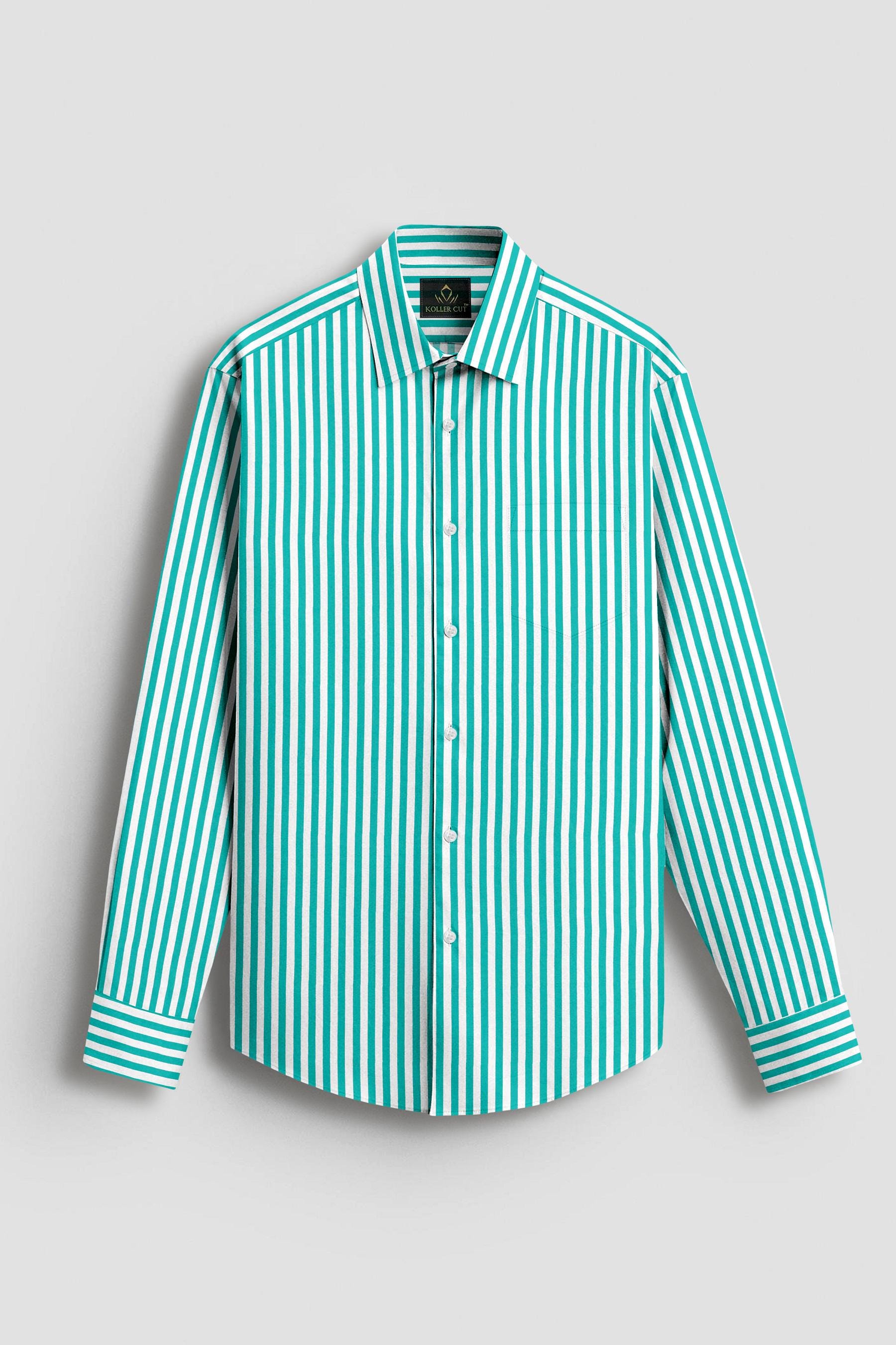Men's Formal White and Seafoam Green Shirt Business Meetings Reception Wear Formal Shirts