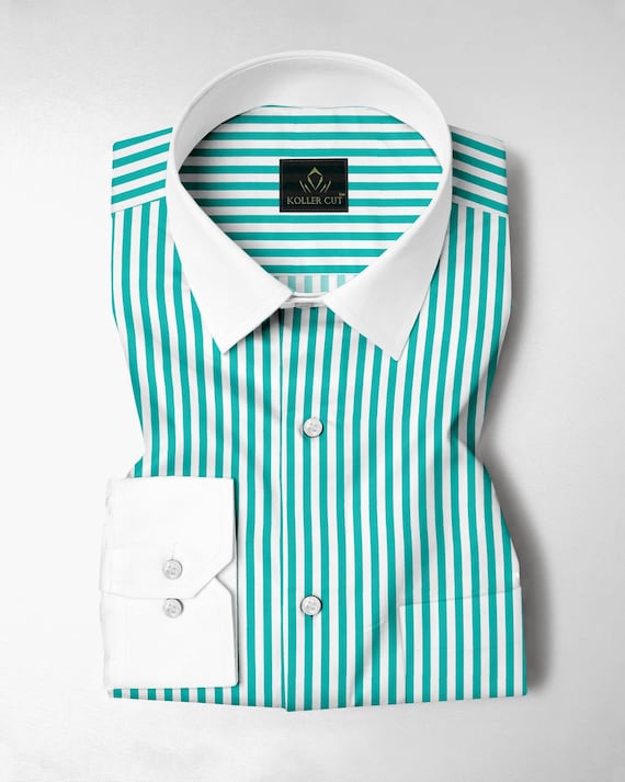 white dress shirt with green pattern Formal And Seafoam Designer Quality Regular Fit Shirt Function Wear Anton alexander