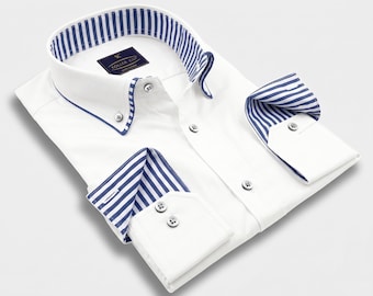 Chemise homme en coton blanc Giza, coupe classique, collection de créateurs