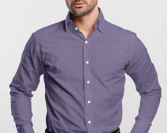Men's Slim Fit Dress Shirt: Lavender Square Pattern, 100% Cotton - Etsy
