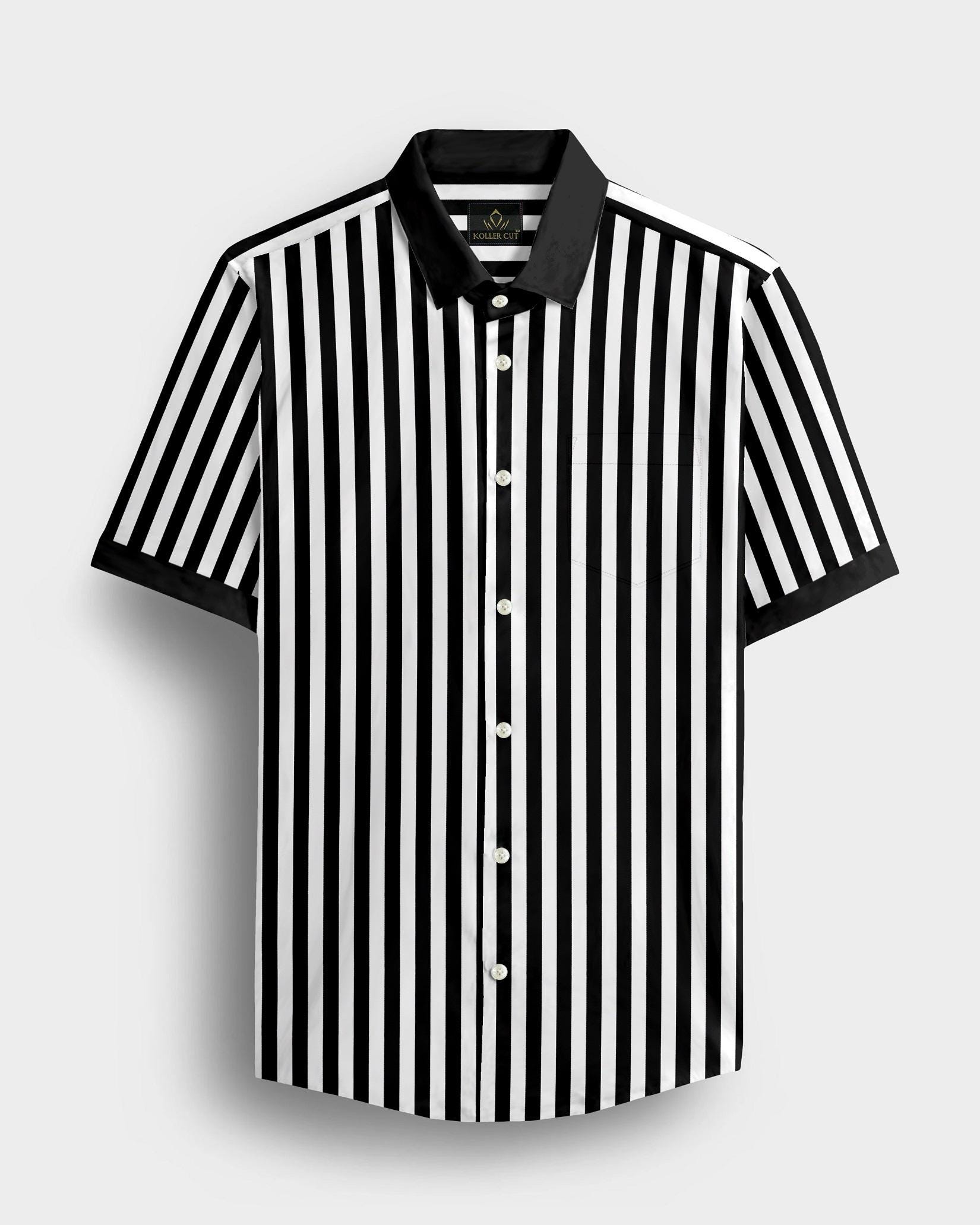 white dress shirt black stripes Veronica Beard Saku Striped Button-Down Shirt | Dove White|Black