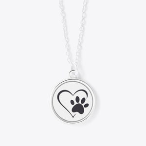 Love My Dog Circle Pendant Necklace White