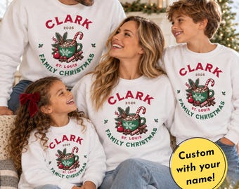 Custom Family Christmas Sweatshirt, Cotton Polyester Crewneck with Name and Year