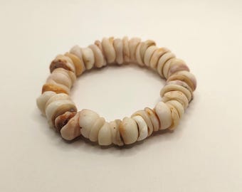 Hawaiian genuine Puka shell stretch bracelet 1 cm, unique gift for her, handmade gift, beach style, Kauai Shells jewelry