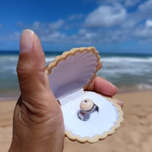 Kauai Puka Shell Adjustable Ring - Resin and Stainless Steel - Hawaiian Jewelry -Everyday Ring - handmade gift - Kauai jewelry