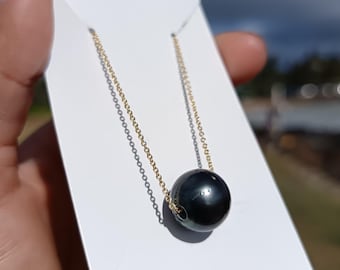 Grote boemboe Tahiti parel gouden vulling drijvende verstelbare ketting, elegante oceaan, geïnspireerde sieraden, cadeau voor haar