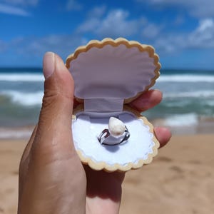 Hawaii Tiny cone Shell Adjustable Ring - Resin and Stainless Steel - Hawaiian Jewelry -Everyday Ring - handmade gift - Kauai jewelry