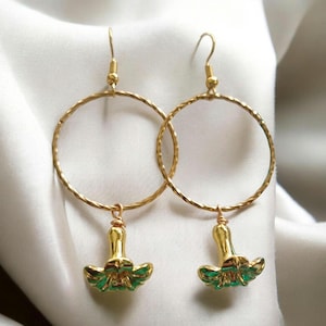 Pua Kenikeni Gold Hoop Earrings, Unique Gift for Her, Unique Gift, Handmade Gift, Hawaii earrings,  Hawaiian Flower, Hawaii Gift