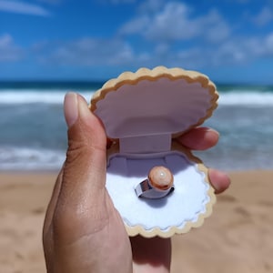 Kauai brown Puka Shell Adjustable Ring - Resin and Stainless Steel - Hawaiian Jewelry -Everyday Ring - handmade gift - Kauai jewelry