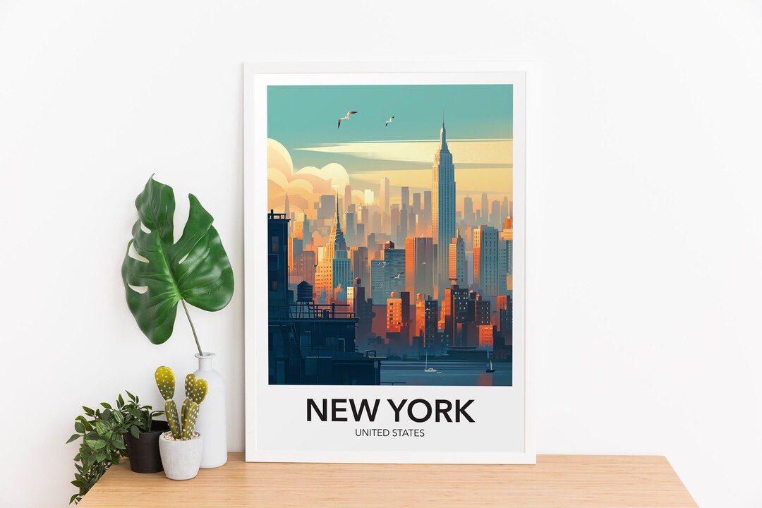 Retro New York Travel Poster → Minimalist Retro Wall Art | Colorful ...