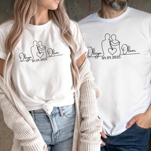 Personalized Date T-Shirt, Custom Couple T-Shirt, Anniversaries Outfit, Matching Valentines Clothing, Wedding Gift, Valentines Day Gift