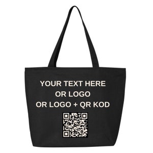 Bulk Personalized Canvas Tote Bag with Zipper - Custom Text & Business Logo Bags , Print Canvas Shoulder Bag, Shopping Bag With Logo