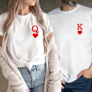 Valentine&#39;s Day King OR Queen Matching T-Shirt, Gift For Her, King and Queen Set, Valentines Day Couple Fashion, Couples Shirt, Loungewear