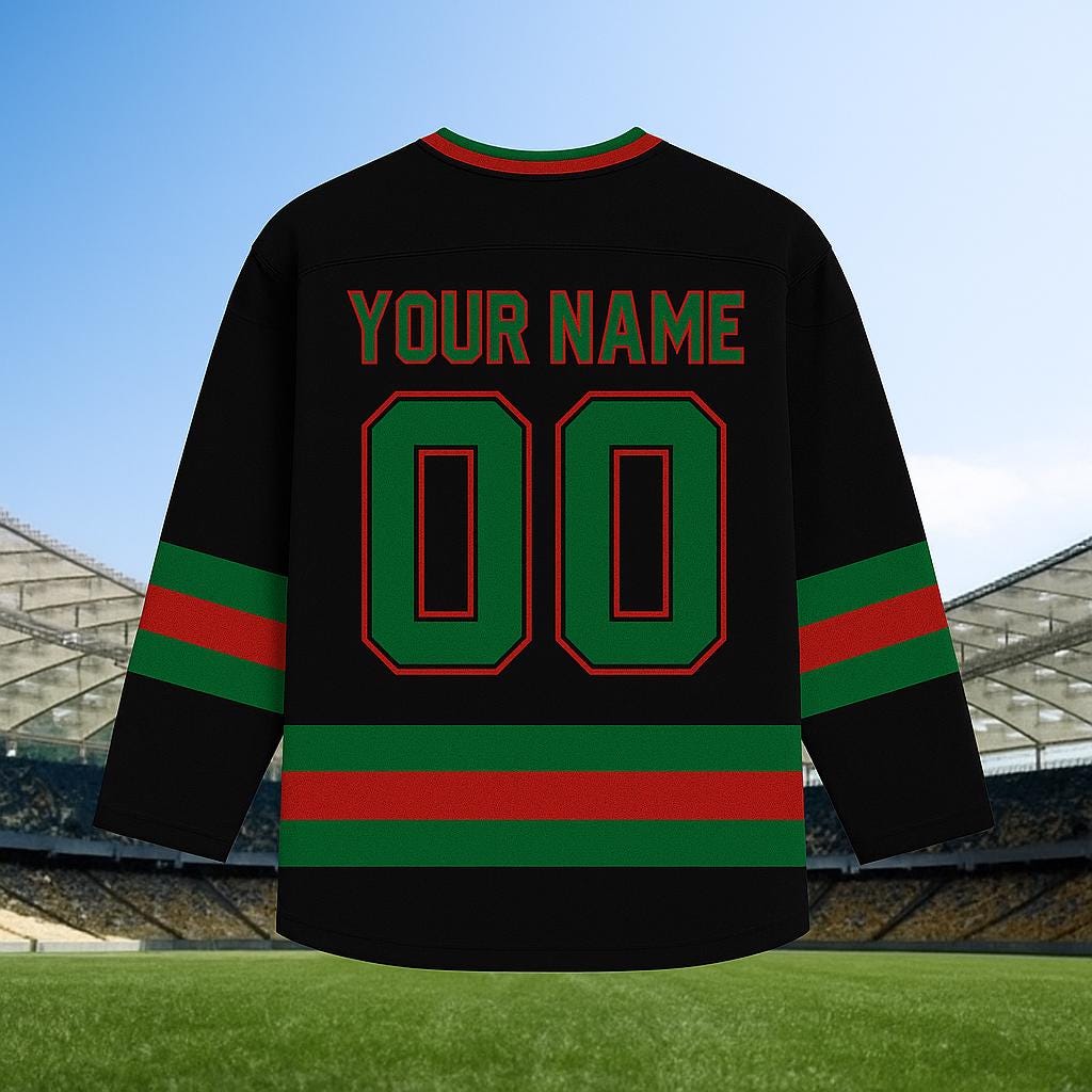 Discover Personalized Merry Christmas Black Hockey Jersey, Custom Christmas Green Shirt
