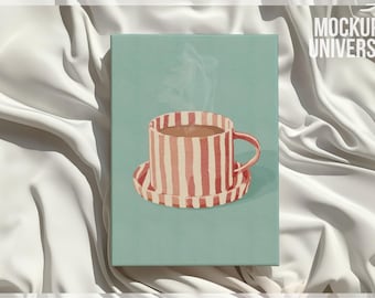 Cotton Canvas Mockup Top View Realistic Textured Mockup Close Up Flat Wall Art Template Minimal Poster Canvas Vertical Painting Mockup PSD