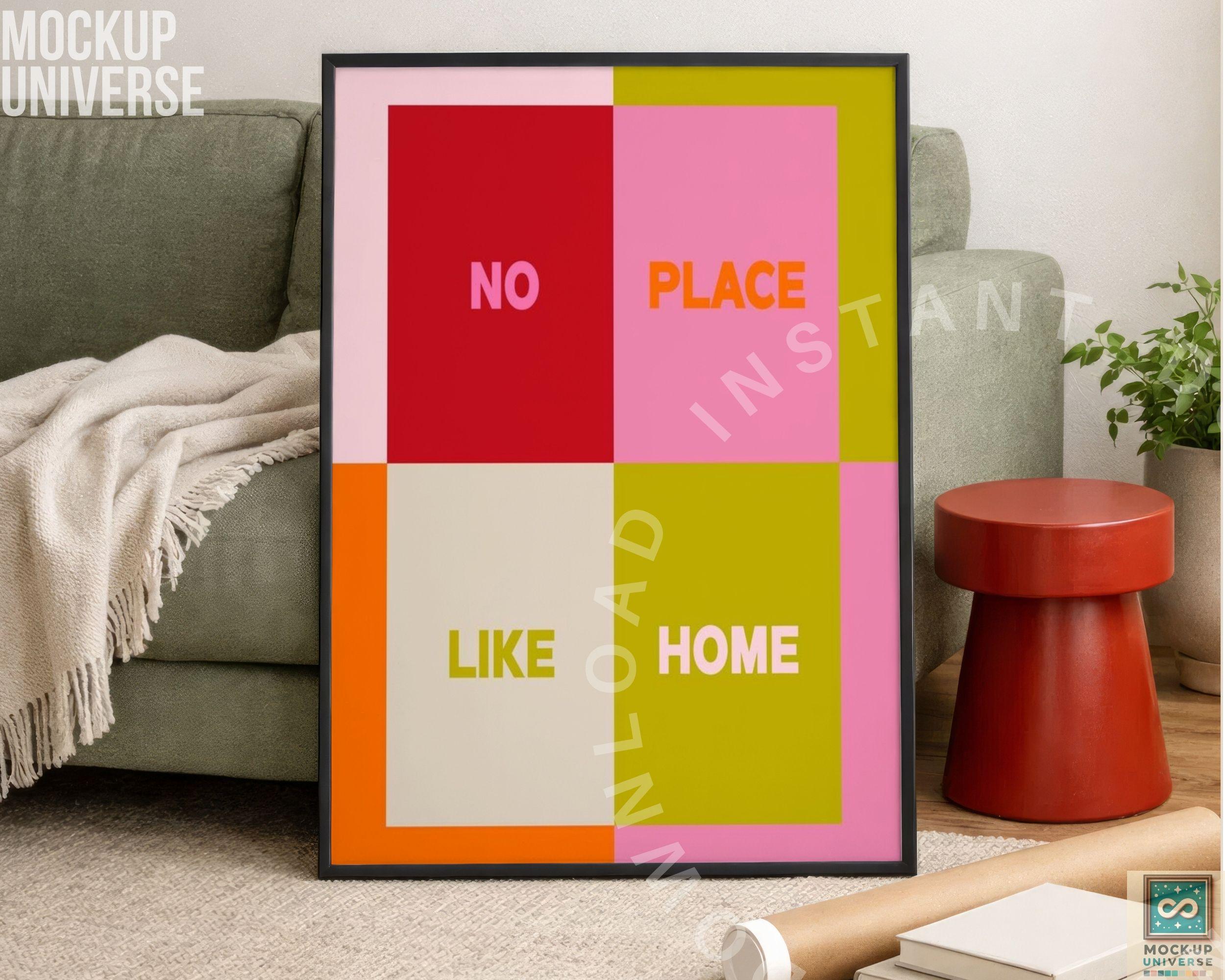 Modern Interior Poster Mockup, Vertical Black Frame Mock up PSD, Large ...