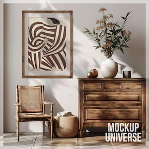 Vintage Wood Frame Mockup, Farmhouse Wall Art Mockup, Rustic Interior Mockup, Photoshop Mockup PSD, Antique Cottage Framed Canvas Template