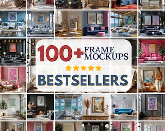 100+ Frame Mockup Bundle, Wall Art Mockup Set, Modern Interior Canvas Mockups, Mega Bundle Mockup Frames PSD, Digital Print Poster Display