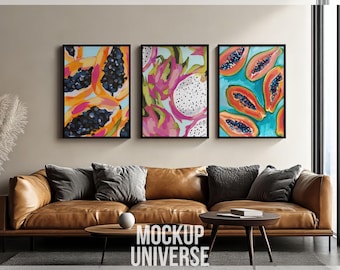 3 Frame Mockup PSD JPG, Three Mock Up Frames for Modern Art, Gallery Wall Mockup for Posters, Home Wall Art Mockup, Framed Art Print Mockup