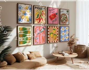 Gallery Wall Mockup: Vertical Frame Artwork Template, Modern Neutral Interior Mockup PSD