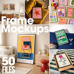 50 Modern Frame Mockup Bundle: Gallery Wall Mock Ups, Multiple Wall Art Template (PSD)