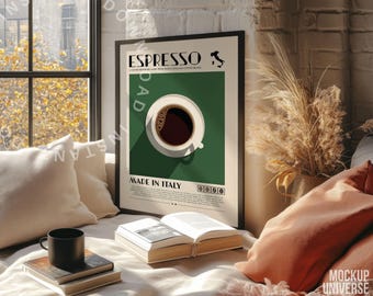 Modern Frame Mockup: Black Vertical Frame, Art Print Template PSD