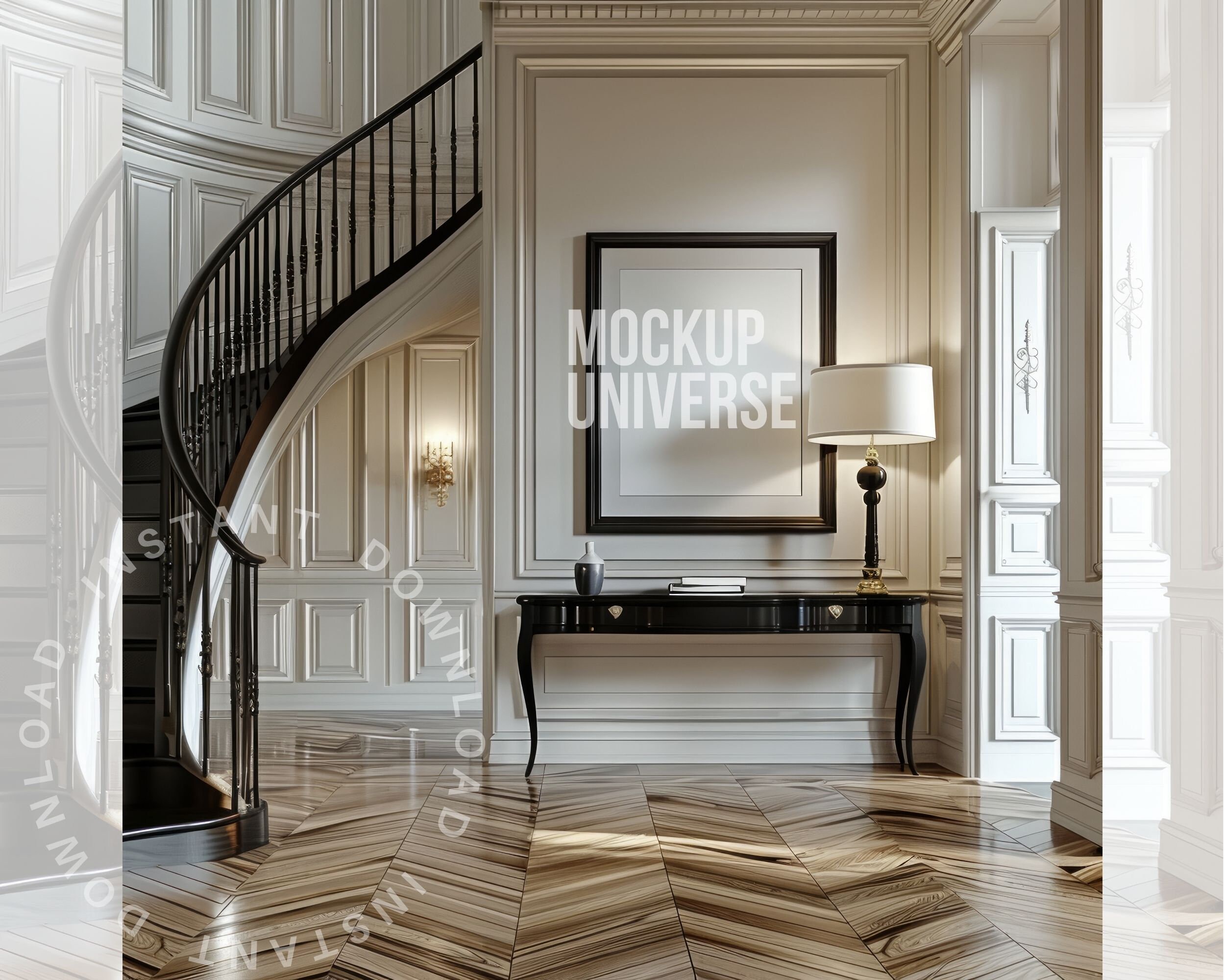 Elegant Entryway Frame Mockup, Classic Paneled Wall Art Mockup Frame ...
