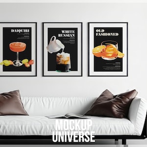 Three Modern Frame Mockup PSD, 3 Mock Up Frames for Printable Art, Gallery Wall Poster Mockup, Clean Wall Art Mockup, Framed Canvas Mockup