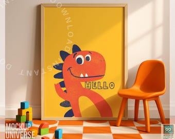Playroom Frame Mockup for Kids Art, Cute Baby Wall Art Template, Nursery Digital Print Display, Gaming Room Picture Poster Mockup PSD