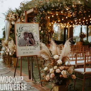 15 Wedding Welcome Sign Mockup Bundle, Boho Easel Poster Mockup, Cozy Floral Digital Sign Template, Seating Chart Mockup, Photoshop Mockup image 7