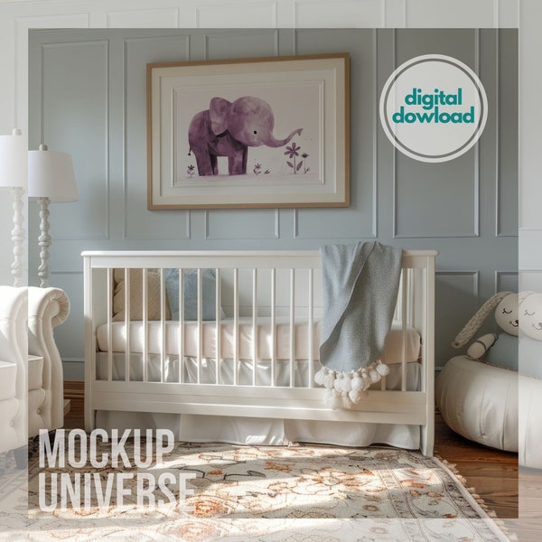 Adorable Nursery Frame Mockup, Baby Room Wall Art Template, Kids Room Artwork Display, Editable Horizontal Frame Mock up