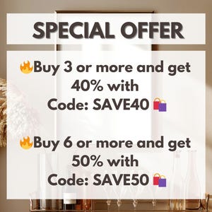 May include: A special offer graphic with a white background and black text. The text reads "SPECIAL OFFER" in large letters at the top. Below that, it says "Buy 3 or more and get 40% with Code: SAVE40" and "Buy 6 or more and get 50% with Code: SAVE50".