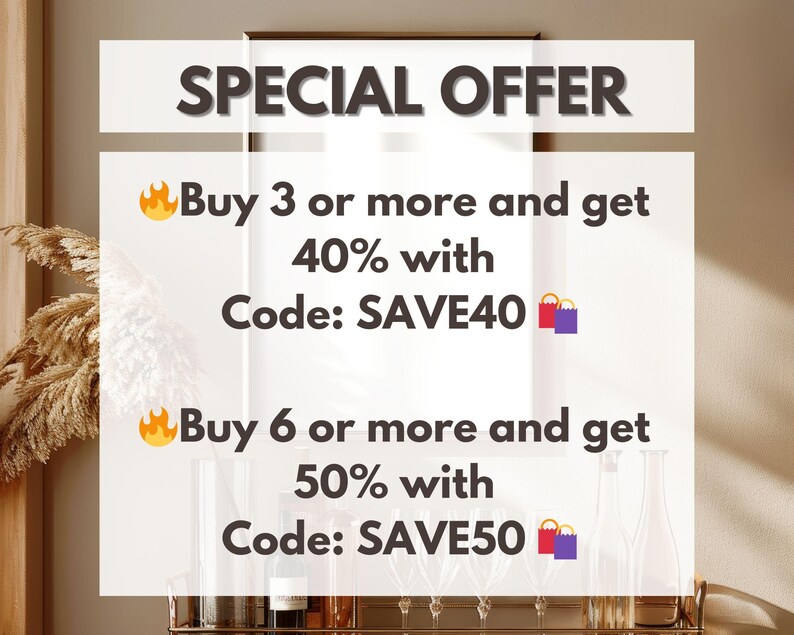 May include: A special offer graphic with a white background and black text. The text reads "SPECIAL OFFER" in large letters at the top. Below that, it says "Buy 3 or more and get 40% with Code: SAVE40" and "Buy 6 or more and get 50% with Code: SAVE50".