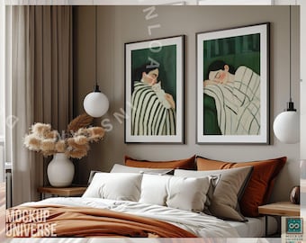 Bedroom Frame Mockup: Modern Art Print Display (PSD)