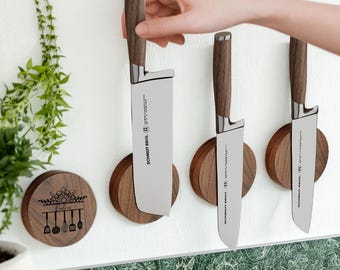 Personalized Walnut Magnetic Knife Holder Wall Mount Custom Engraved Kitchen Knife Rack Tool Storage Magnetic Strip