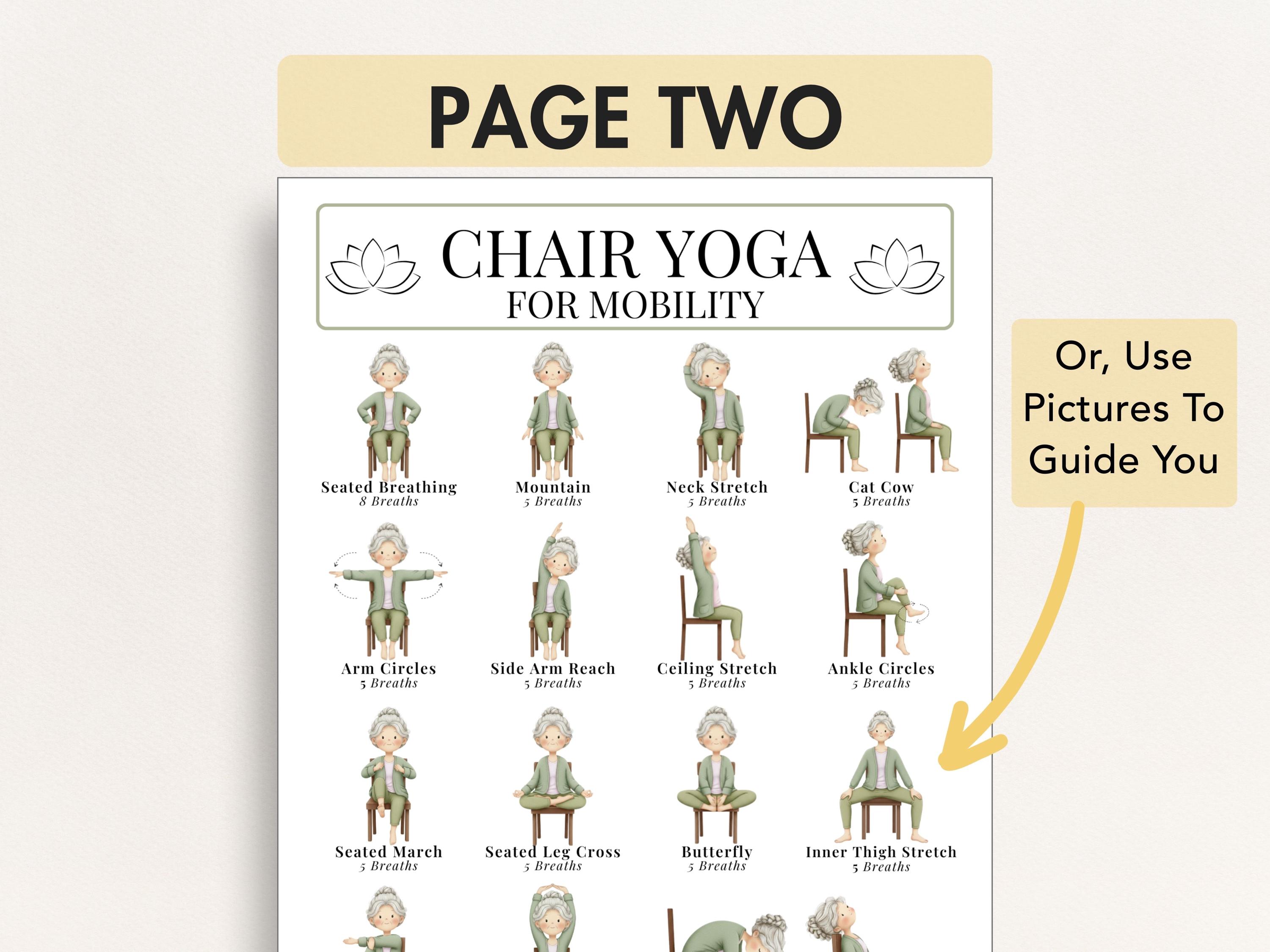 Chair Yoga Stretches for Seniors, Printable Armchair Exercises for
