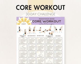 Resistance Bands Core Workout, Resistance Band Core Exercises, Resistance Band Exercises for Beginners PDF, 30 Day Stretch Bands Challenge