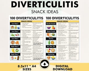 Diverticulitis Diet - Snack Ideas, Diverticulitis Foods to Eat - Snacks, PDF to Plan Your Diet for Diverticulitis Flare Up and Remission