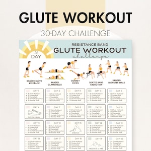 Resistance Band Glute Workout Challenge, Resistance Band Exercises for Beginners PDF, Printable 30 Day Challenge to Grow Your Glutes!