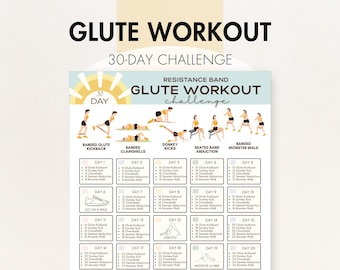 Widerstandsband Glute Workout Challenge, Widerstandsband-Übungen für Anfänger PDF, druckbare 30-Tage-Challenge zum Wachstum Ihrer Gesäßmuskulatur!