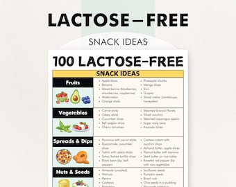 Lactose Free Snacks Ideas, Lactose Intolerance Diet Help, 100 Dairy-Free Snacks, Printable PDF, Helps You Plan for a Lactose Intolerant Diet