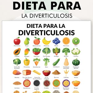Diverticulosis Dieta PDF, Spanish Diverticulosis Diet Poster, Printable, Download and Print in Four Sizes - US Letter, 16x20, A4, A3