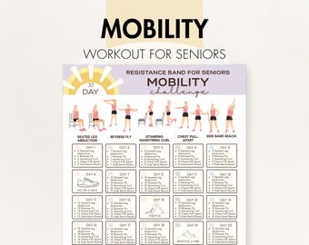 Stretching Exercises for Seniors - Resistance Band, Resistance Band Workouts for Seniors for Mobility & Flexibility, PDF with Pictures