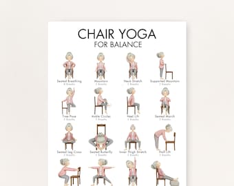 Balance Exercises for Elderly, Chair Yoga for Seniors, Seated Balance Training Routine, Printable PDF - With Pictures and Instructions