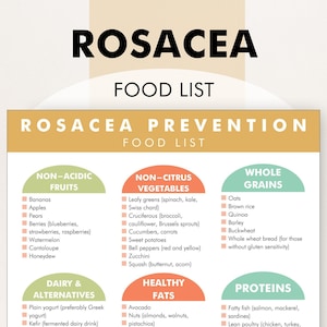 Rosacea Diet Plan PDF, Rosacea Diet Meal Plan Helper - Download and Print this Food List to Help You Identify Rosacea Dietary Triggers