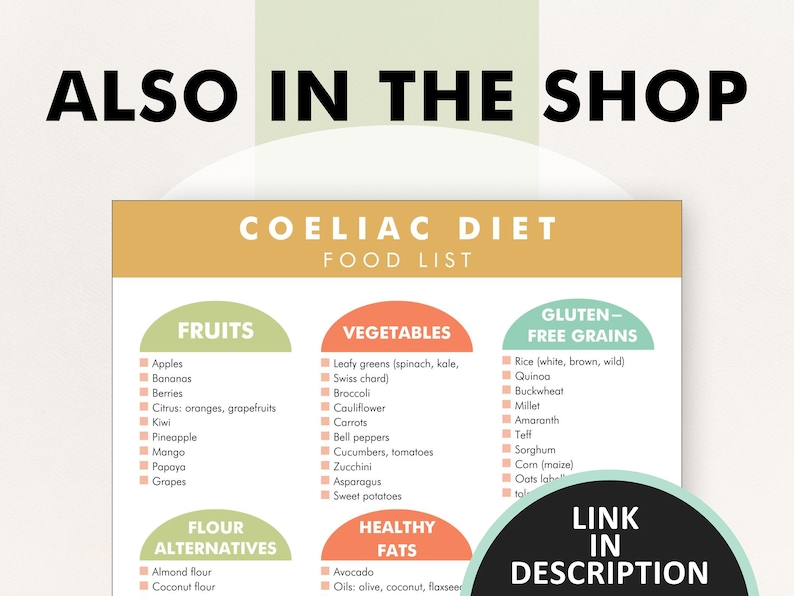 Coeliac Disease Diet Plan PDF, Coeliac Diet Meal Plan Helper, Coeliac