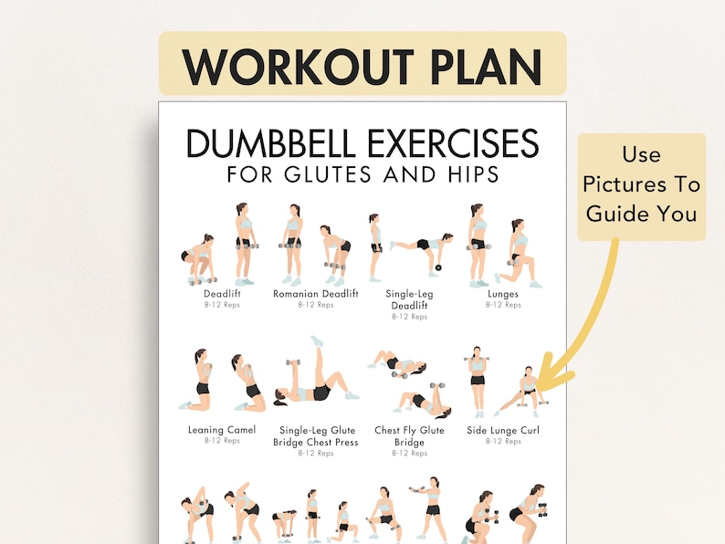 Glute Workout Routine, Exercises for Hips and Glutes (PDF), Easy to ...