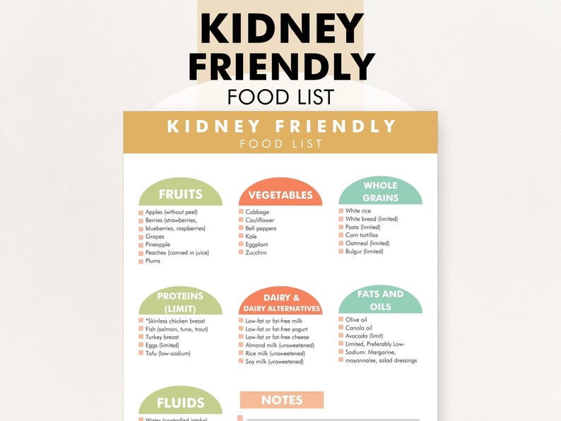 Kidney Renal Diet Food List, Kidney Friendly Diet List, Foods for Kidney Health, Low Potassium, Renal Diet Restrictions, Kidney Disease image 1