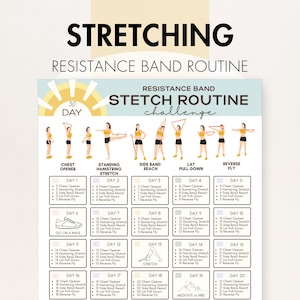 Resistance Band Stretches, Easy Resistance Band Stretching Routine, Resistance Band Exercises for Beginners PDF, Daily Workout Challenge